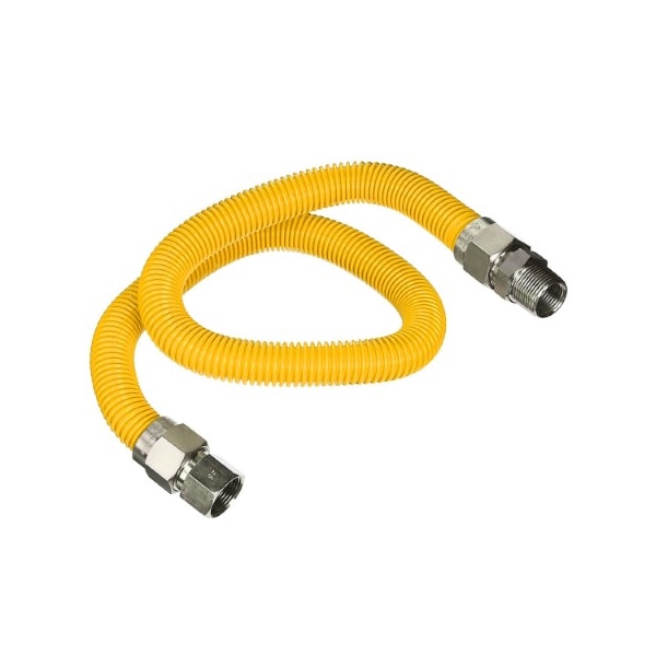 Flextron Gas Line Hose 5/8'' O.D.x72'' Len 3/4" FIPx1/2" MIP Fittings Yellow Coated Stainless Steel Flexible FTGC-YC12-72Q - main